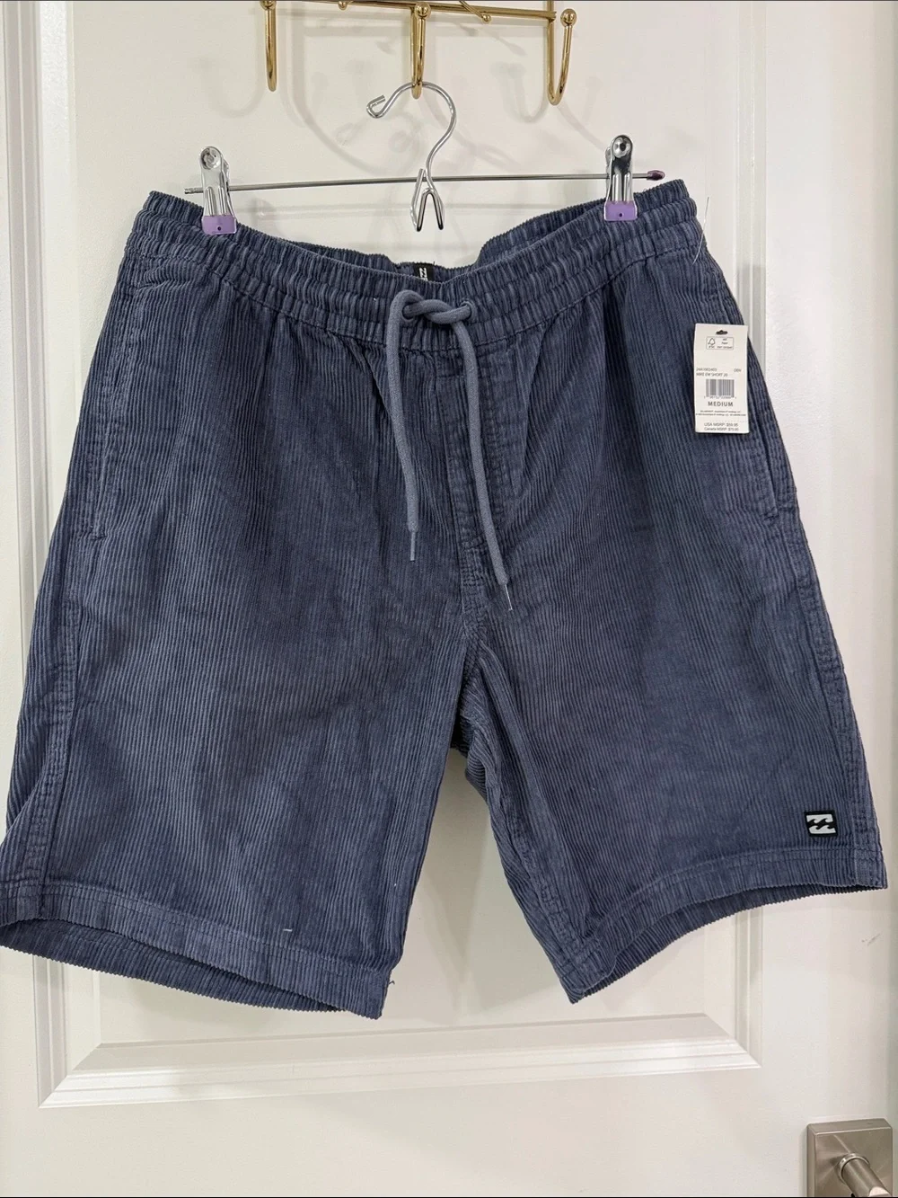 Billabong Men's Corduroy Drawstring Shorts - Navy Blue